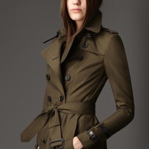 Burberry Mid-length Gabardine Trench w/ Leather